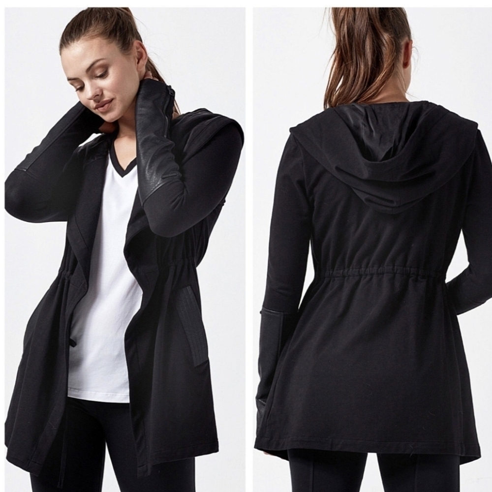 Blanc Noir Black Traveler Hooded Wrap Jacket Size L - Picture 5 of 10